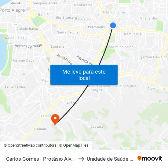 Carlos Gomes - Protásio Alves Sn (Piso 1) to Unidade de Saúde Sao Rafael map