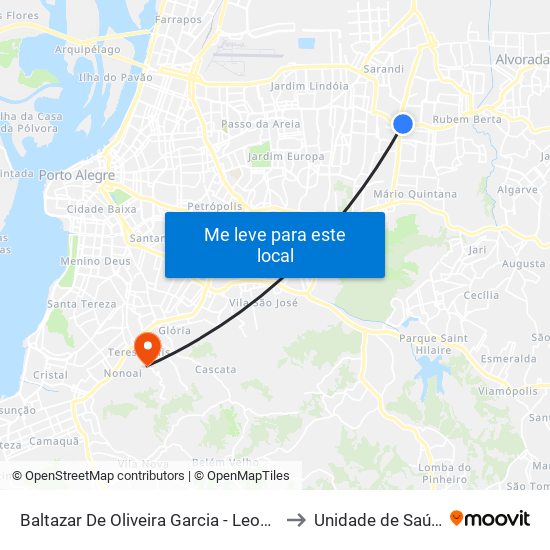 Baltazar De Oliveira Garcia - Leopoldina (Fora Do Corredor) to Unidade de Saúde Sao Rafael map