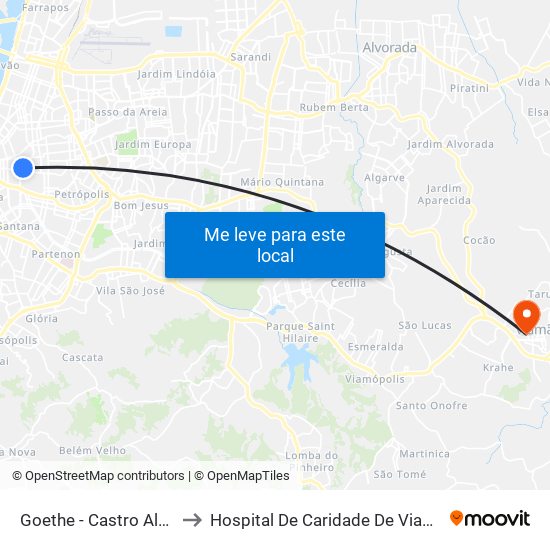 Goethe - Castro Alves to Hospital De Caridade De Viamão map