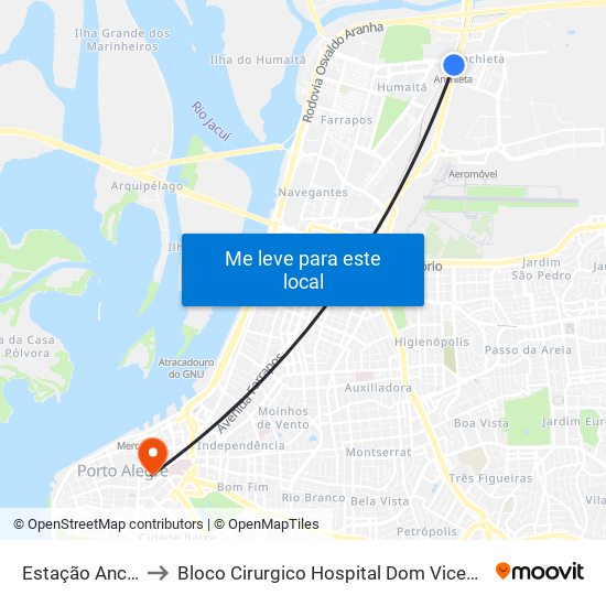 Estação Anchieta to Bloco Cirurgico Hospital Dom Vicente Scherer map