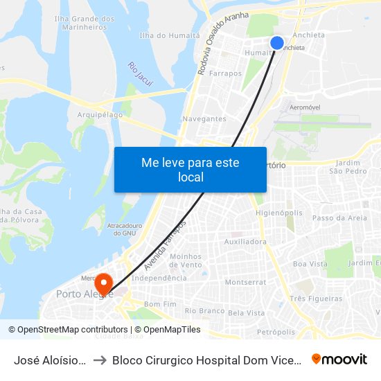 José Aloísio Filho to Bloco Cirurgico Hospital Dom Vicente Scherer map