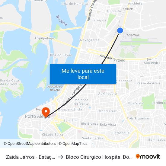 Zaida Jarros - Estação Aeroporto to Bloco Cirurgico Hospital Dom Vicente Scherer map