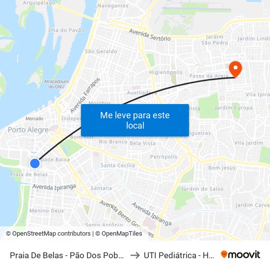 Praia De Belas - Pão Dos Pobres to UTI Pediátrica - HCC map