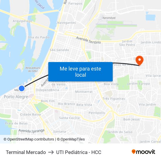 Terminal Mercado to UTI Pediátrica - HCC map