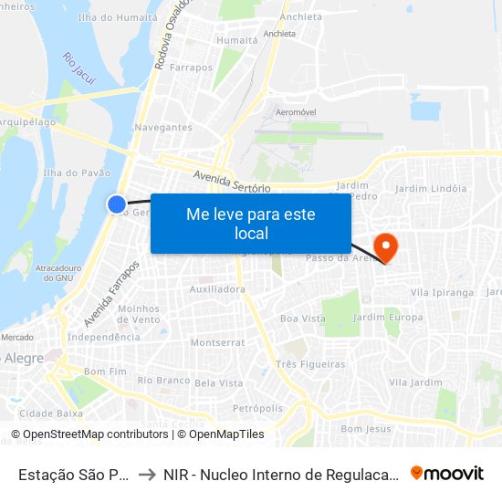 Estação São Pedro to NIR - Nucleo Interno de Regulacao / hnsc map