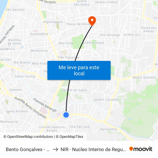 Bento Gonçalves - Pucrs Bc to NIR - Nucleo Interno de Regulacao / hnsc map