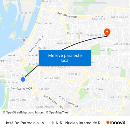 José Do Patrocínio - Venâncio Aires to NIR - Nucleo Interno de Regulacao / hnsc map