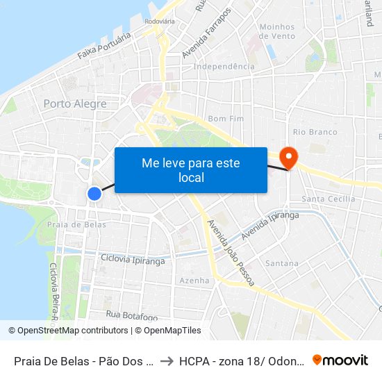 Praia De Belas - Pão Dos Pobres to HCPA - zona 18/ Odontologia map