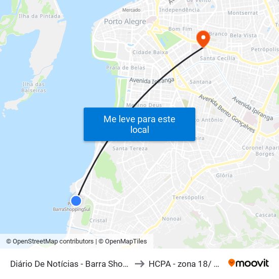 Diário De Notícias - Barra Shopping / Catamarã to HCPA - zona 18/ Odontologia map