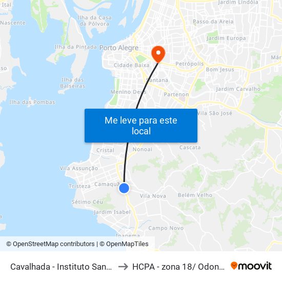 Cavalhada - Instituto Santa Luzia to HCPA - zona 18/ Odontologia map