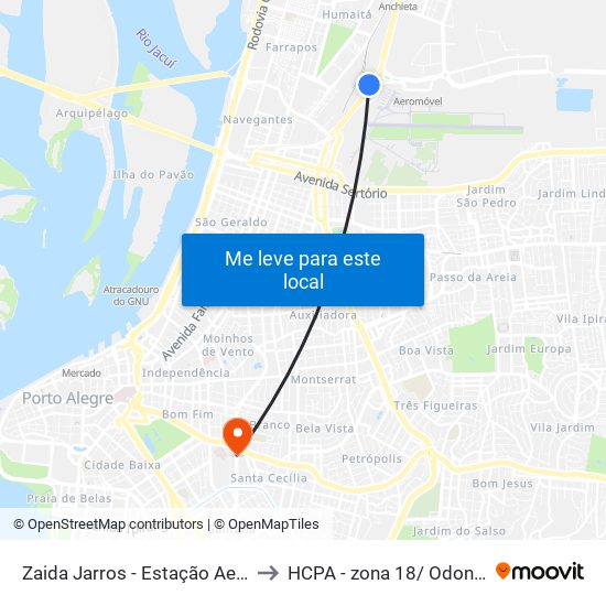 Zaida Jarros - Estação Aeroporto to HCPA - zona 18/ Odontologia map