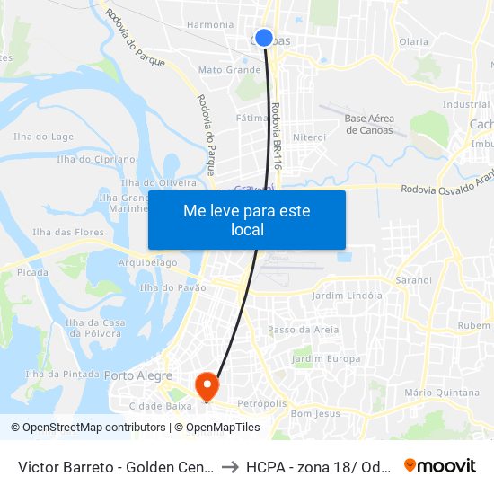 Victor Barreto - Golden Center (Box A) to HCPA - zona 18/ Odontologia map