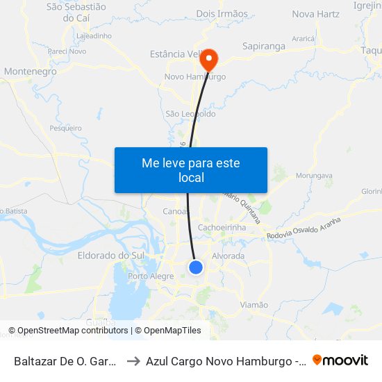 Baltazar De O. Garcia - Cruz Jobim Bc to Azul Cargo Novo Hamburgo - Airpack Transportes Ltda. map