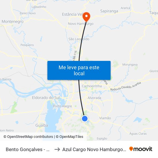Bento Gonçalves - Colégio De Aplicação to Azul Cargo Novo Hamburgo - Airpack Transportes Ltda. map