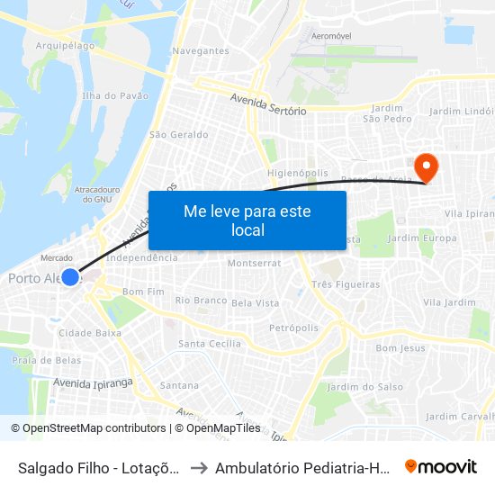 Salgado Filho - Lotações to Ambulatório Pediatria-HCC map