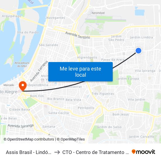 Assis Brasil - Lindóia [Centro] to CTO - Centro de Tratamento da Obesidade map