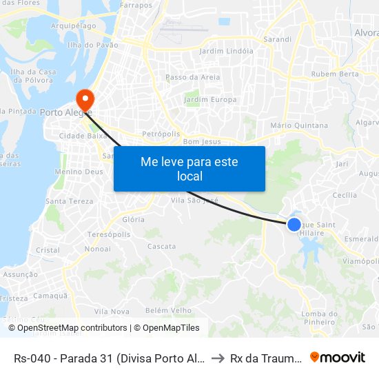 Rs-040 - Parada 31 (Divisa Porto Alegre) to Rx da Traumato map