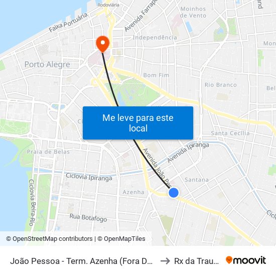 João Pessoa - Term. Azenha (Fora Do Corredor) to Rx da Traumato map
