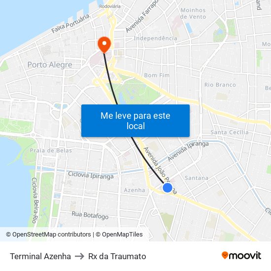 Terminal Azenha to Rx da Traumato map