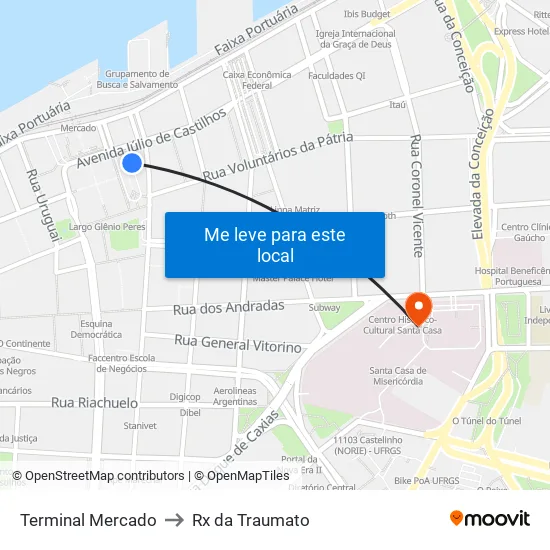 Terminal Mercado to Rx da Traumato map