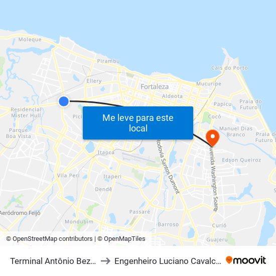 Terminal Antônio Bezerra to Engenheiro Luciano Cavalcante map