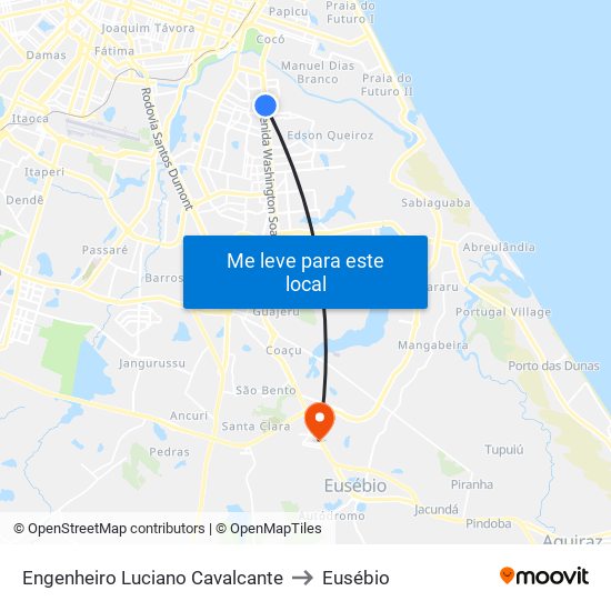 Engenheiro Luciano Cavalcante to Eusébio map