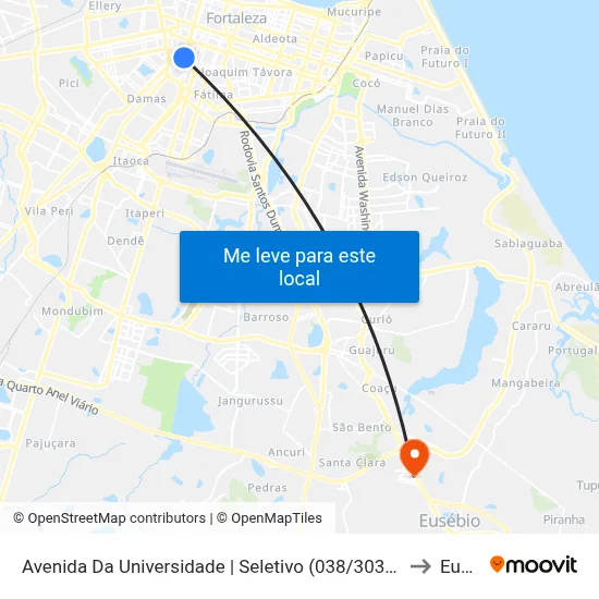 Avenida Da Universidade | Seletivo (038/303/305/307/314/331) - Benfica to Eusébio map