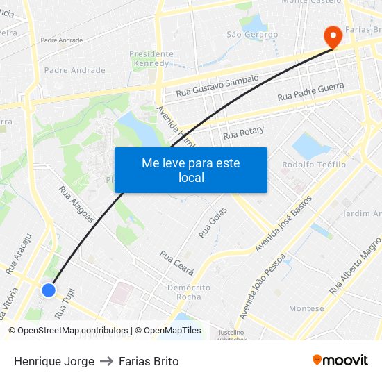 Henrique Jorge to Farias Brito map