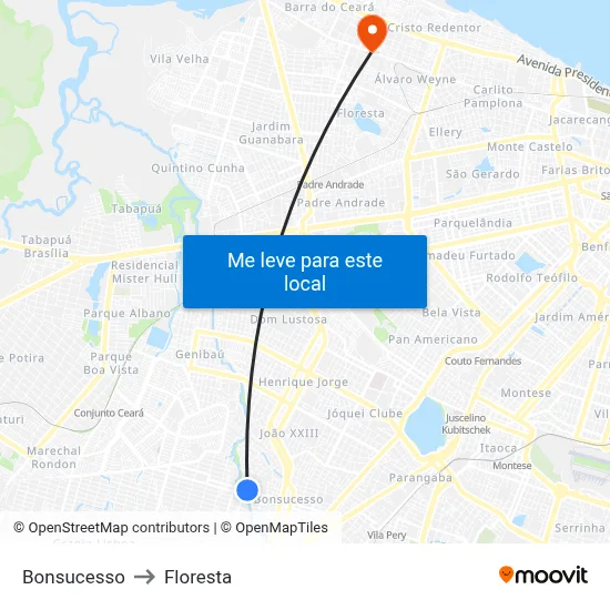 Bonsucesso to Floresta map