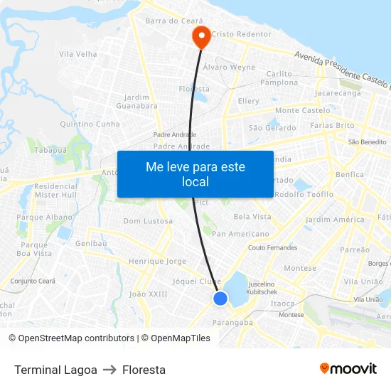 Terminal Lagoa to Floresta map