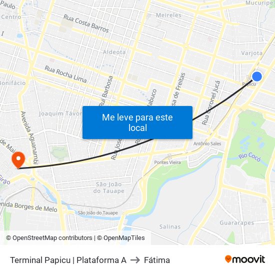 Terminal Papicu | Plataforma A to Fátima map