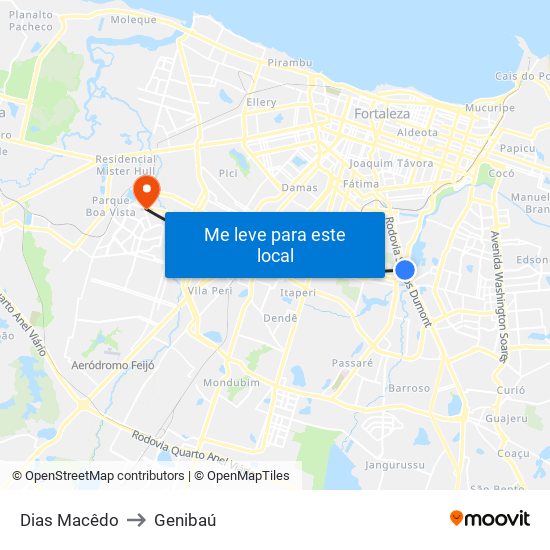 Dias Macêdo to Genibaú map