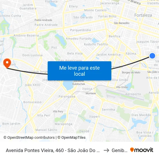 Avenida Pontes Vieira, 460 - São João Do Tauape to Genibaú map