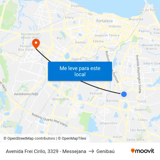 Avenida Frei Cirilo, 3329 - Messejana to Genibaú map