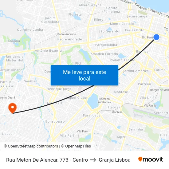 Rua Meton De Alencar, 773 - Centro to Granja Lisboa map