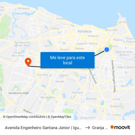 Avenida Engenheiro Santana Júnior | Iguatemi Empresarial - Edson Queiroz to Granja Portugal map