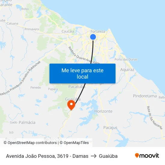 Avenida João Pessoa, 3619 - Damas to Guaiúba map