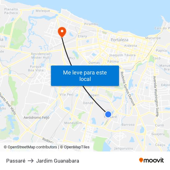 Passaré to Jardim Guanabara map