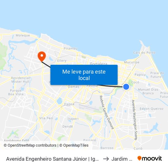 Avenida Engenheiro Santana Júnior | Iguatemi Empresarial - Edson Queiroz to Jardim Guanabara map