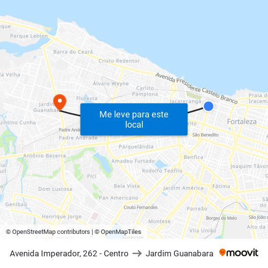 Avenida Imperador, 262 - Centro to Jardim Guanabara map