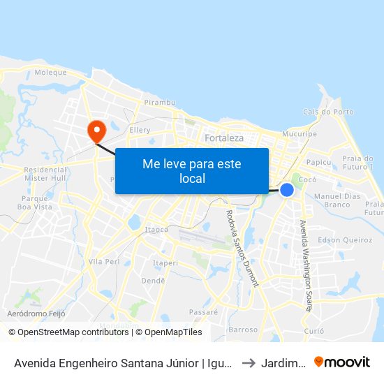 Avenida Engenheiro Santana Júnior | Iguatemi Empresarial - Edson Queiroz to Jardim Iracema map