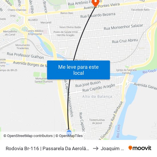 Rodovia Br-116 | Passarela Da Aerolândia - Aerolândia to Joaquim Távora map