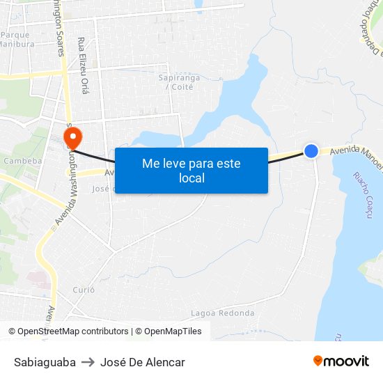 Sabiaguaba to José De Alencar map