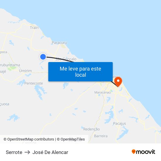 Serrote to José De Alencar map