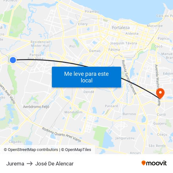Jurema to José De Alencar map