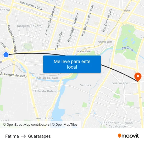 Fátima to Guararapes map
