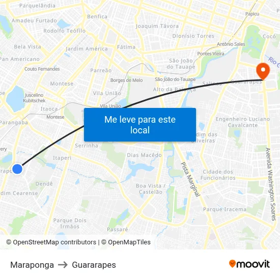 Maraponga to Guararapes map