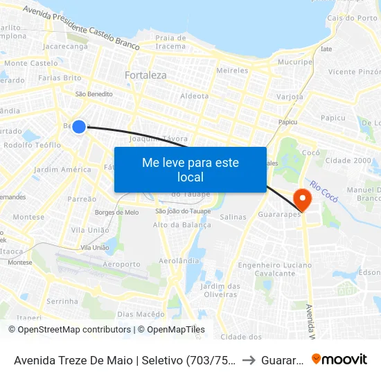 Avenida Treze De Maio | Seletivo (703/755/855) - Benfica to Guararapes map