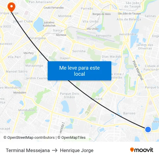 Terminal Messejana to Henrique Jorge map