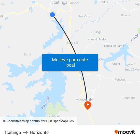 Itaitinga to Horizonte map